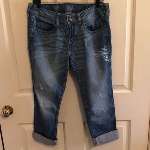 Express distressed capri jeans